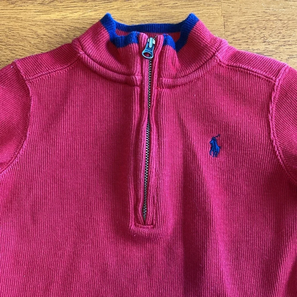 Ralph Lauren Kids Boys Toddler Size 12 Months Red Pullover Sweater Quarter Zip